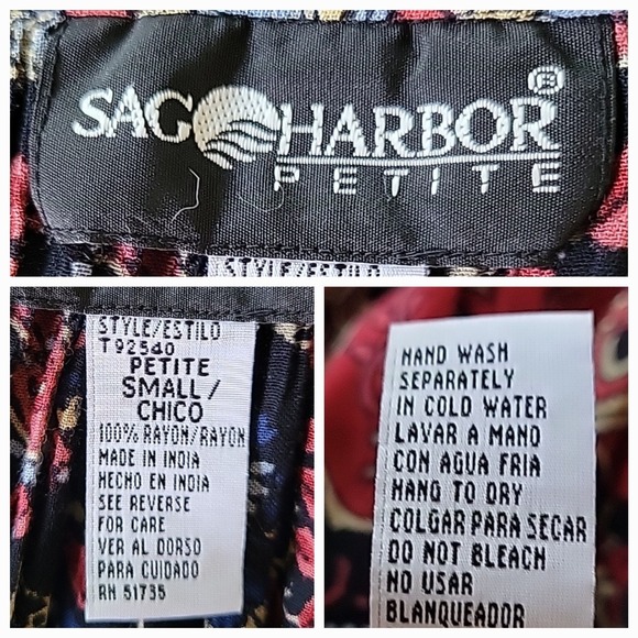 Vintage Sag Harbor Midi Skirt Small Drawstring Waist Boho Hippie Peasant Travel - Picture 8 of 9